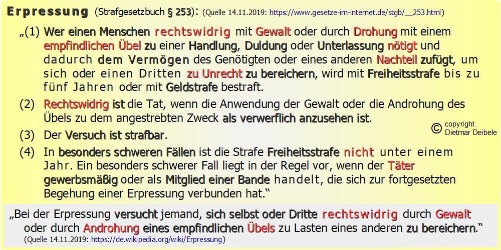 Erpressung, STGB  253, Kirche Mobbing